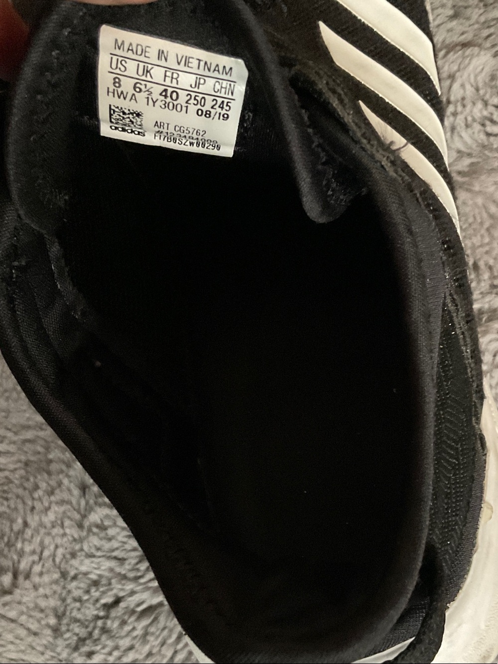 adidas Women's Black Sneakers with White Stripes - Picture 2 of 8